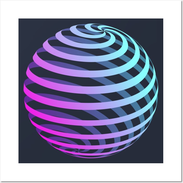 Neon spiral sphere Wall Art by RARA_AVIS